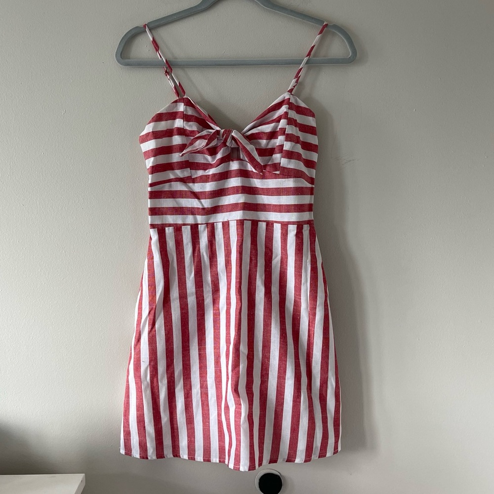 Fore Striped Tie Front Dress